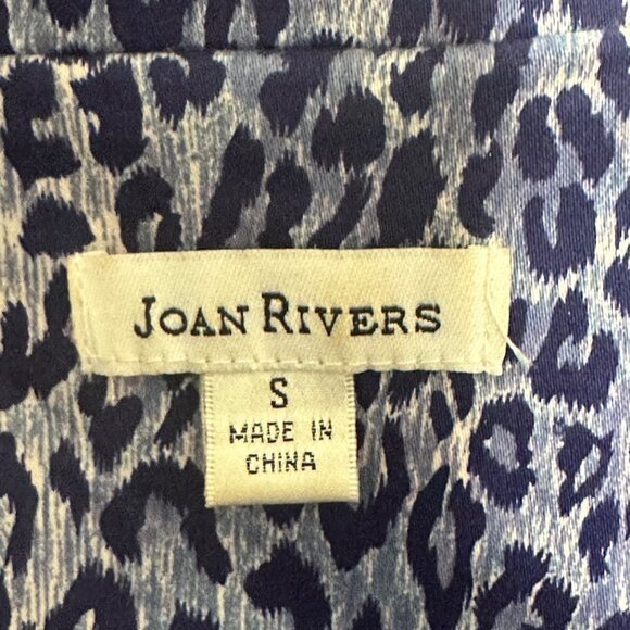 Joan Rivers Small Blue & White Animal Print Button-Up Blazer Jacket 3/4 Sleeve - Picture 4 of 7